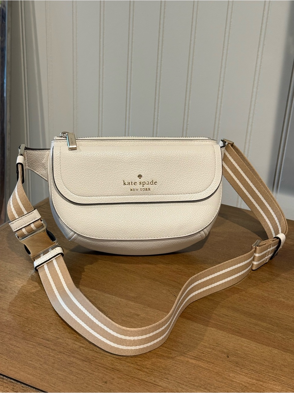 Kate Spade Rosie Belt Bag Purse Parchment White Pebbled Leather KB712 Excellent